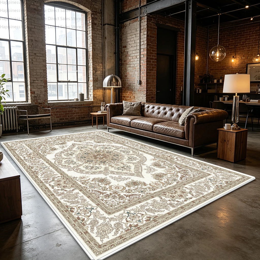 Retro Light Colored Living Room Persian Rug Bedroom Aesthetic Large Area Antiskid Washable Carpet Soft Fluffy Lounge Floor Mats