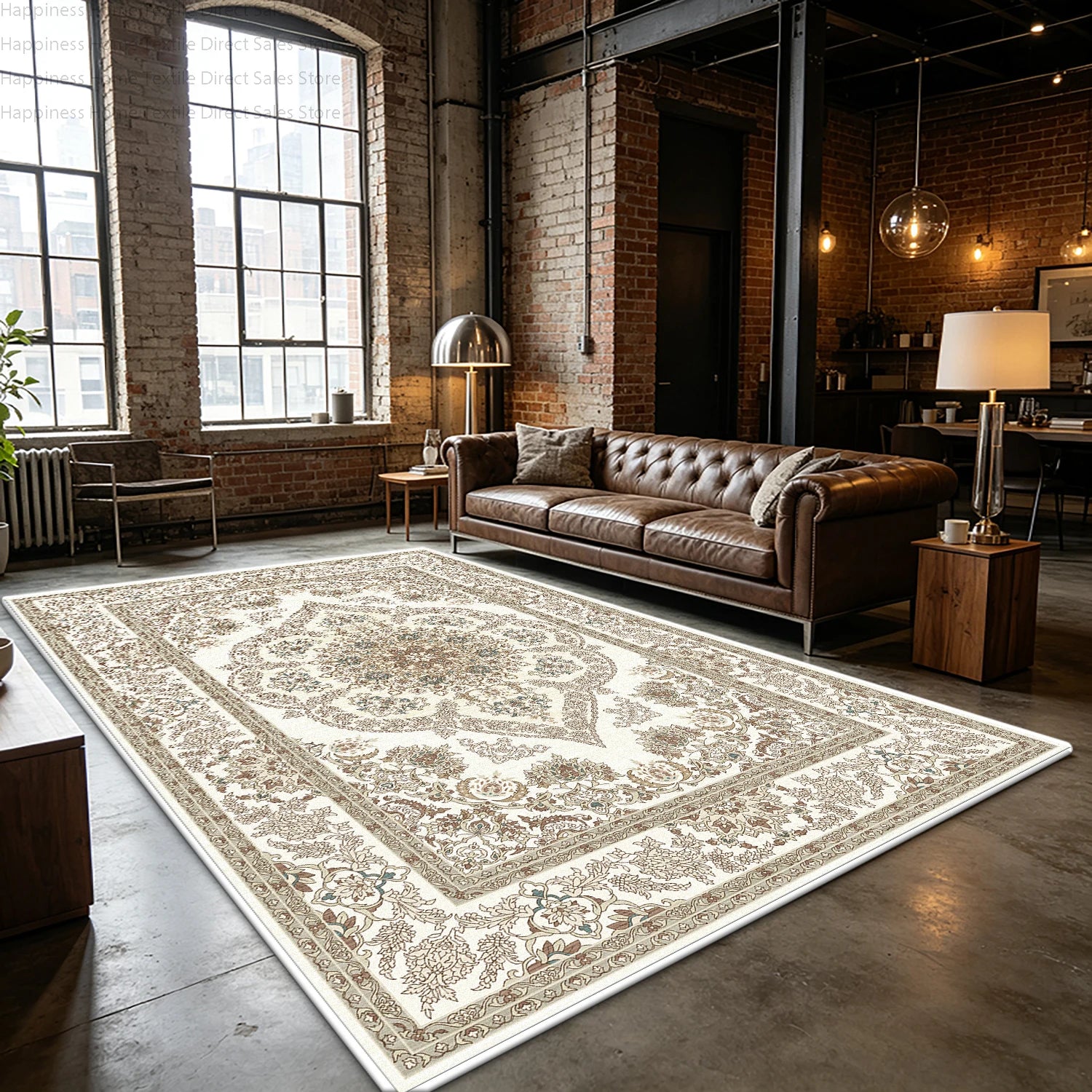 Retro Light Colored Living Room Persian Rug Bedroom Aesthetic Large Area Antiskid Washable Carpet Soft Fluffy Lounge Floor Mats