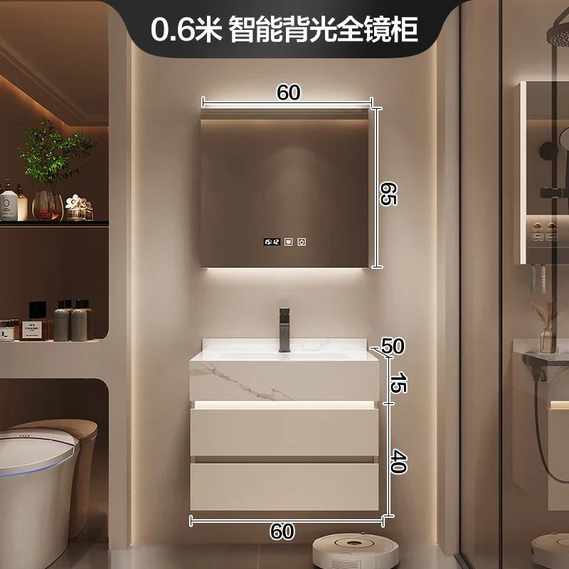 Luxury Bathroom Vanity Cabinet with Storage, Mirror, Wall Shelves