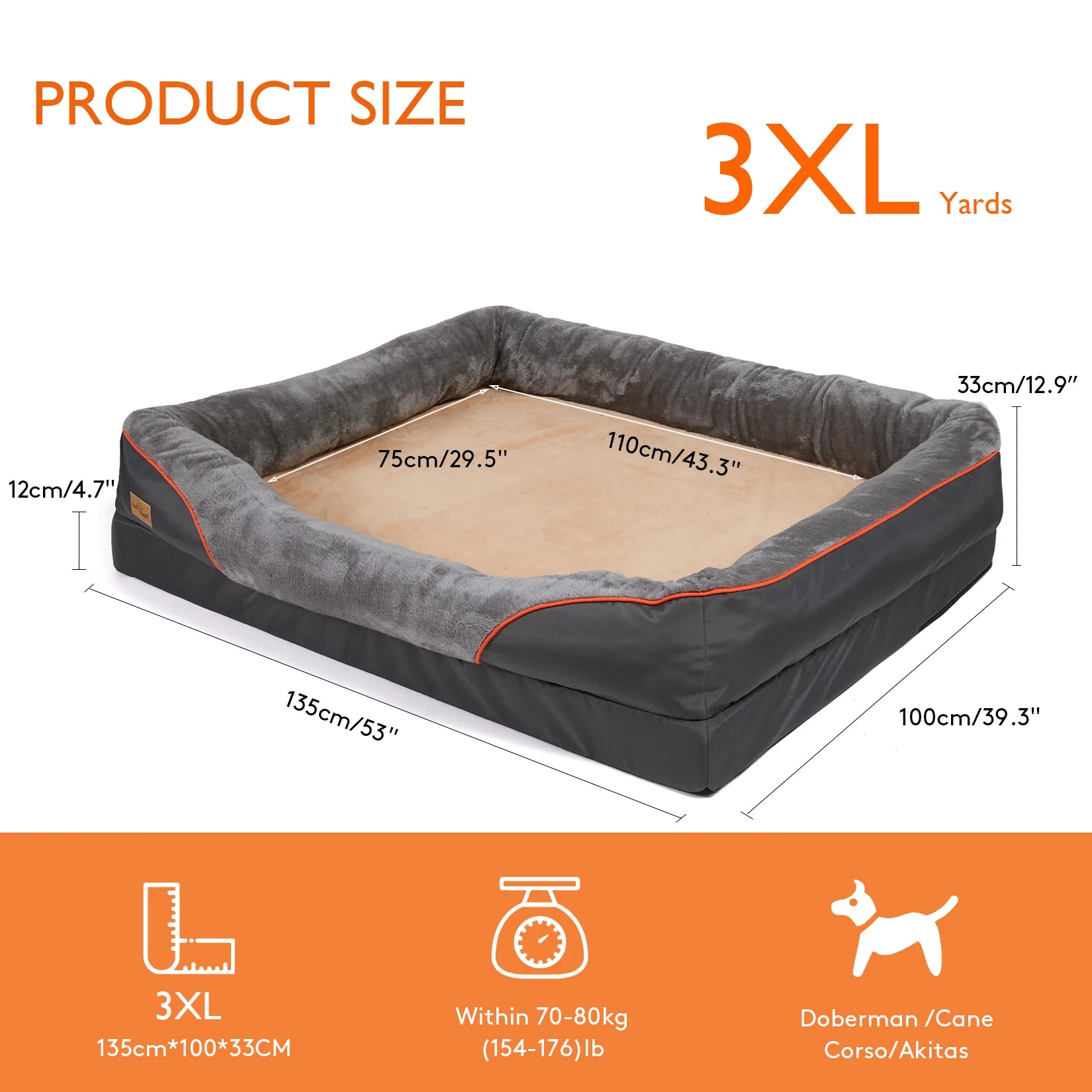 Large Soft Anti-Allergy Warm Fleece Dog Bed with Removable Washable Cover