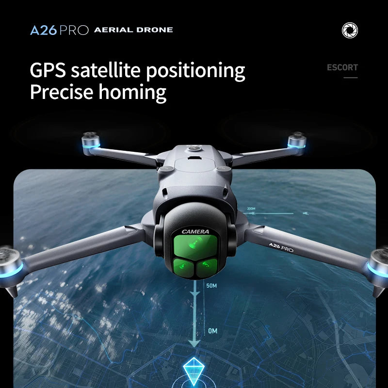 Original A26 Pro GPS Drone 4K HD Excellent Imaging Flagship Triple Camera FPV Brushless Obstacle Avoidance Foldable Quadcopter