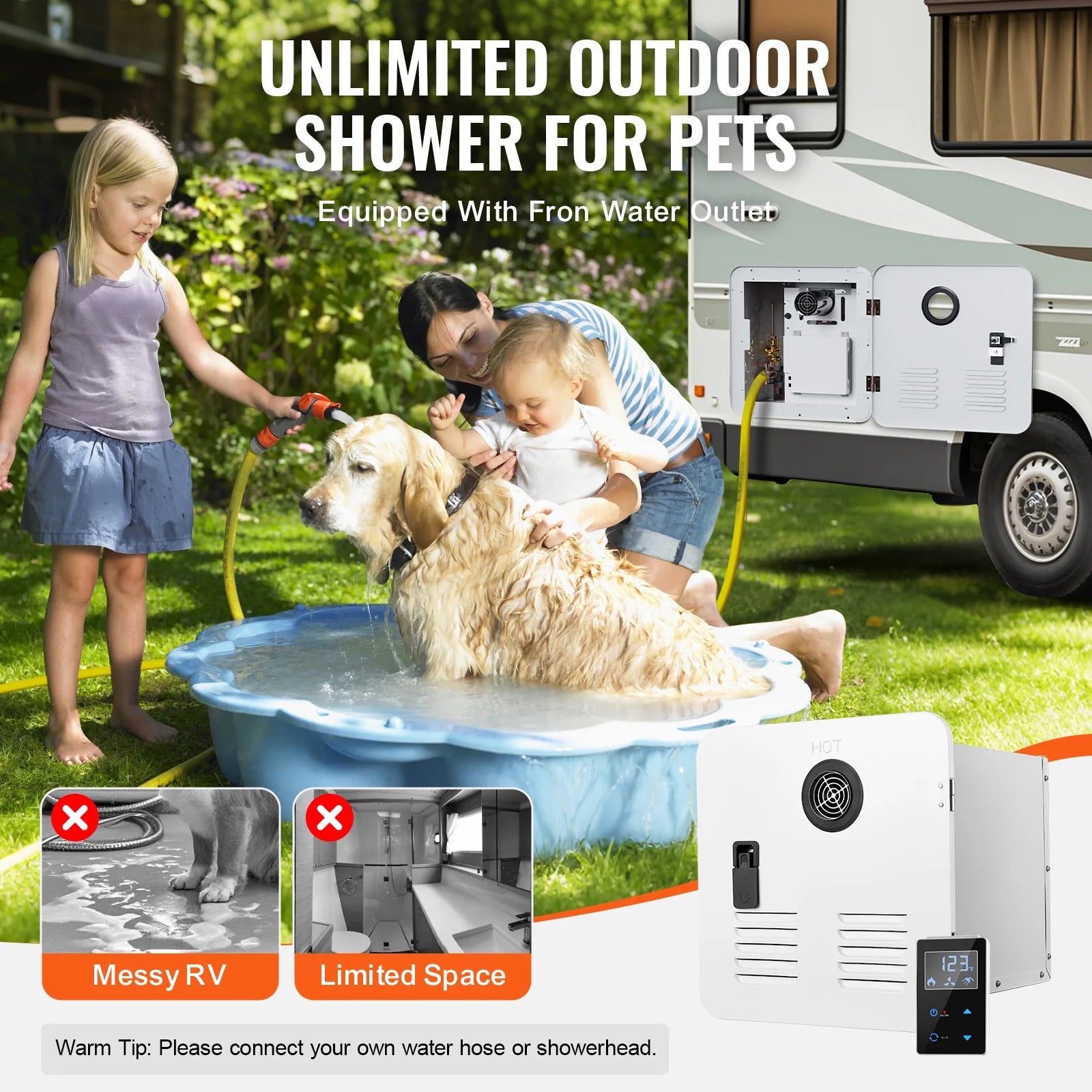 SucceBuy RV Tankless Water Heater Instant Shower 15 x 15 in  Optimized Comfort Performance Hot Water Ideal for RVers' Family