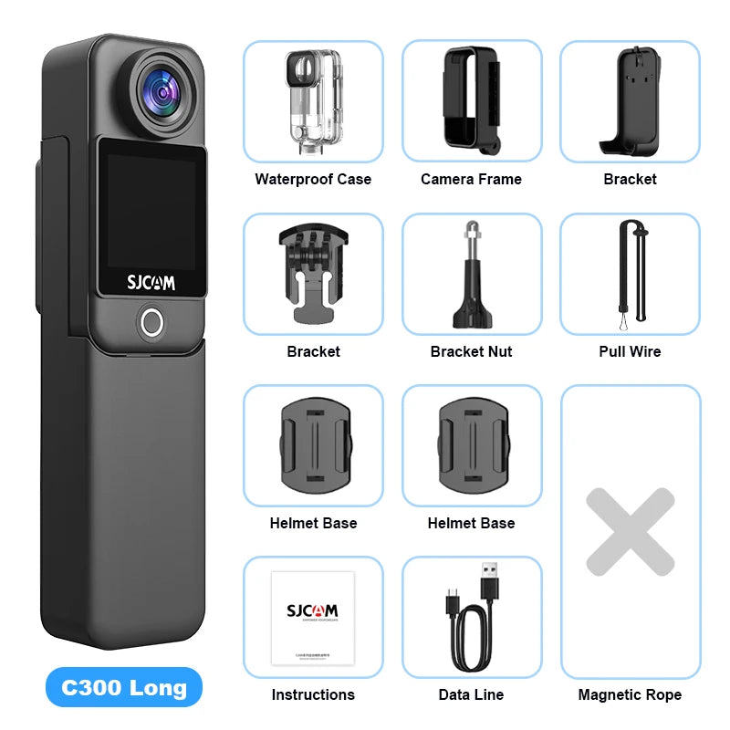 C300 Pocket Action Camera 4K FHD With Long Battery Life Video 30M Waterproof 5G WiFi Camera Sport Action Cam