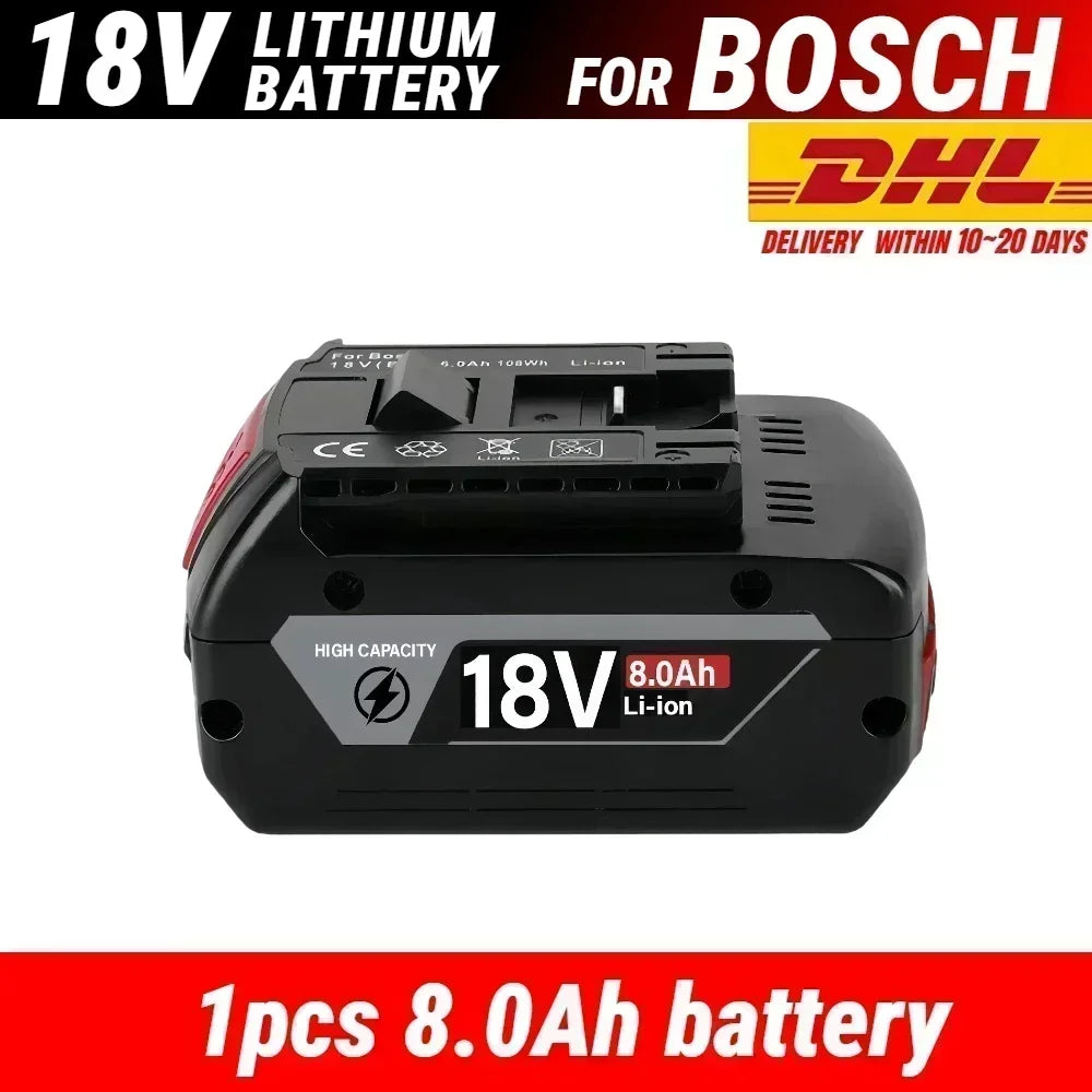 Rechargeable Lithium-Ion Battery for Bosch 18V Tools, 8/10/12.0 Ah Power Tool Batteries
