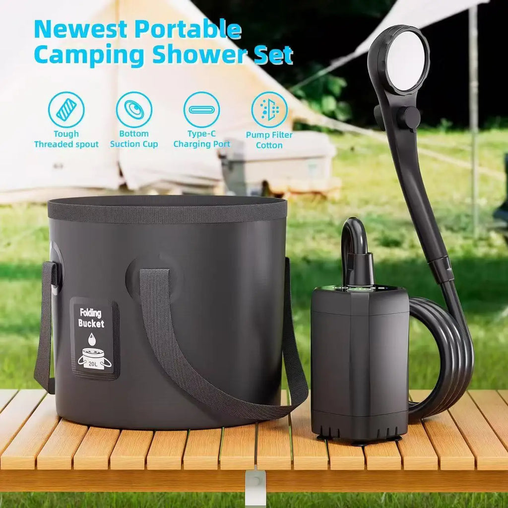 Portable Camping Shower Kit with 20L Foldable Bag