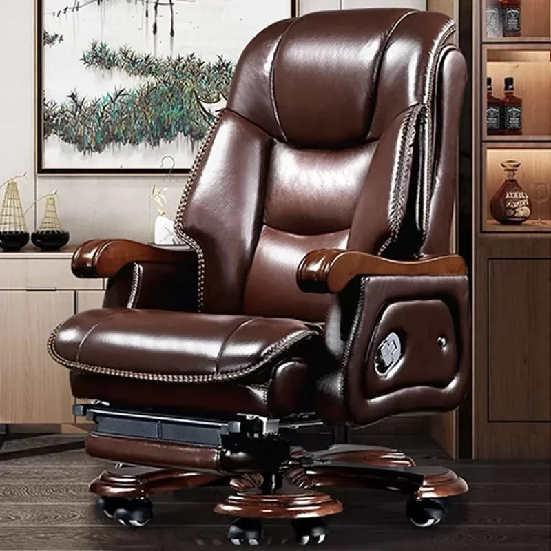#i Chinese Boss Chair, Business leather CEO Office chair with massage pedal,