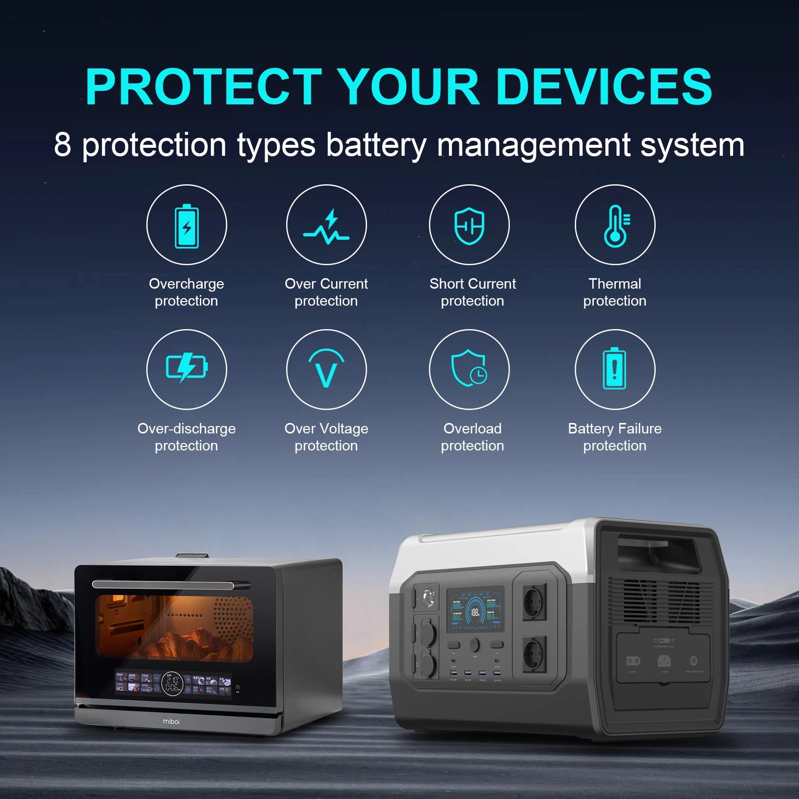 CTOLITY Camping Power Station 1800W Portable  Solar Generator 1024Wh Lifepo4 AC Output EVA 100W Solar Panels USB TYPE-C Port