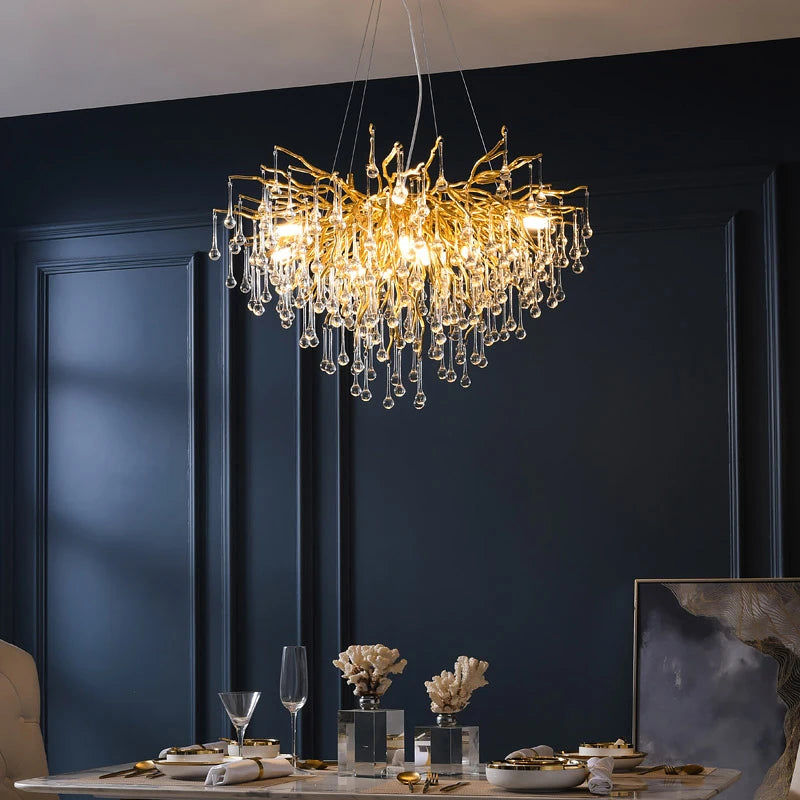 Nordic Luxury Gold LED Crystal Chandelier