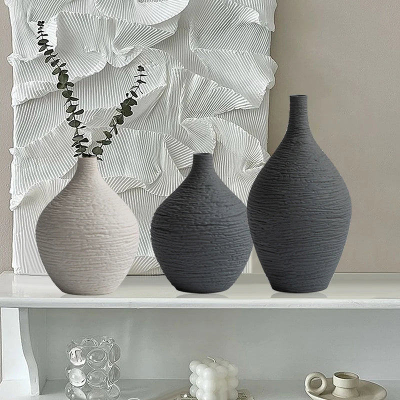 Simple Ceramic Vase Decoration for Home, Nordic Luxury Narrow Mouth Flower Pot
