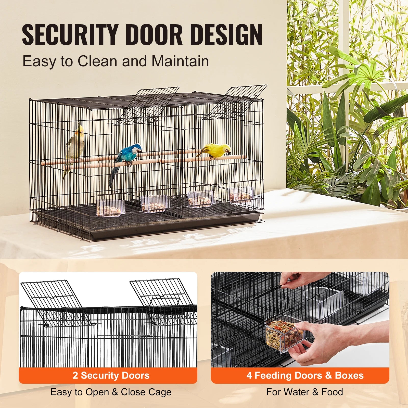 SucceBuy 30In Flight Bird Cage, Stackable Divided Small Travel Birdcage with Handle and Perche