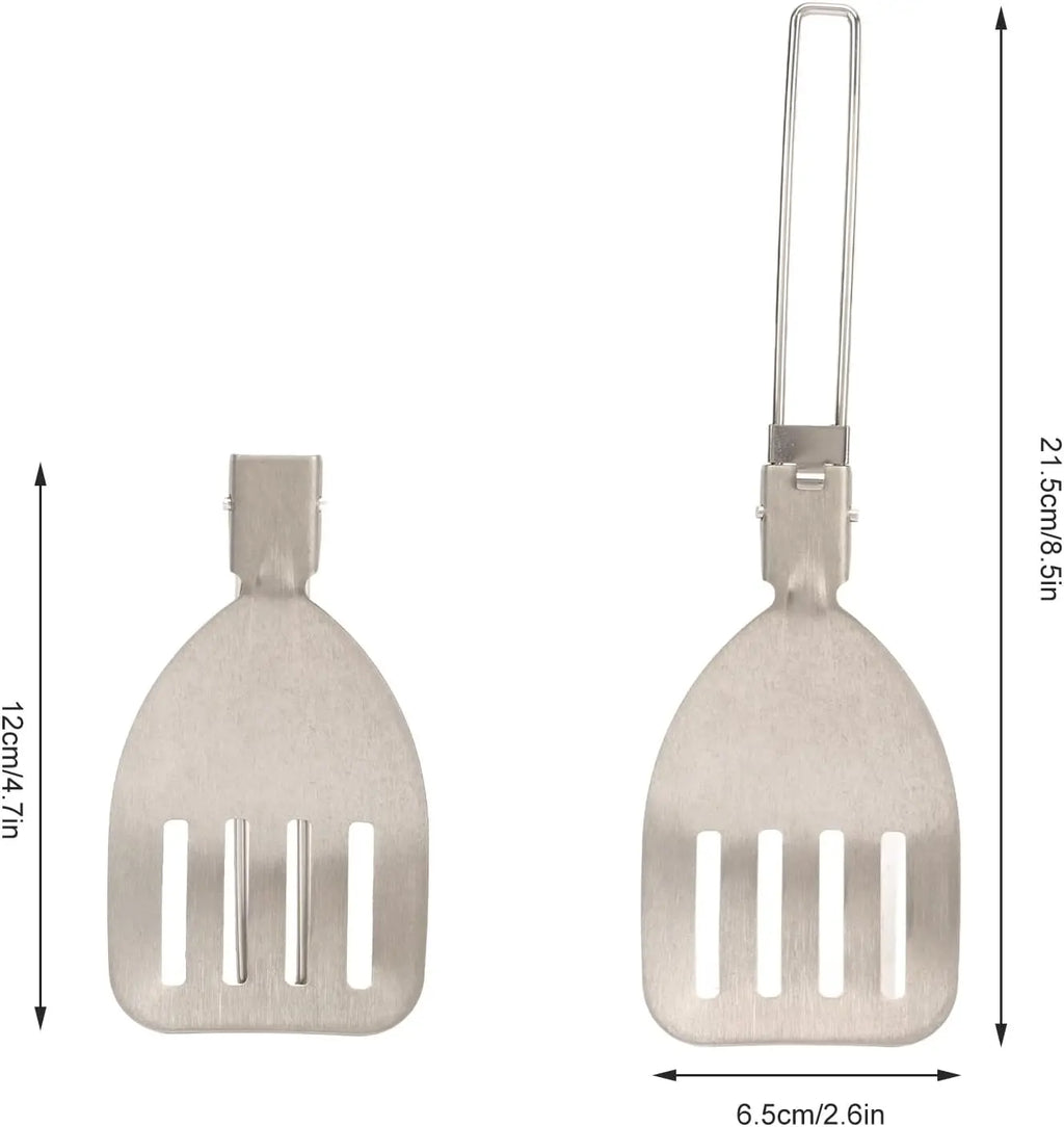 Folding Spatula Spoon Shovel Food Turner, Stainless Steel Outdoor Camping BBQ Cooking Tableware