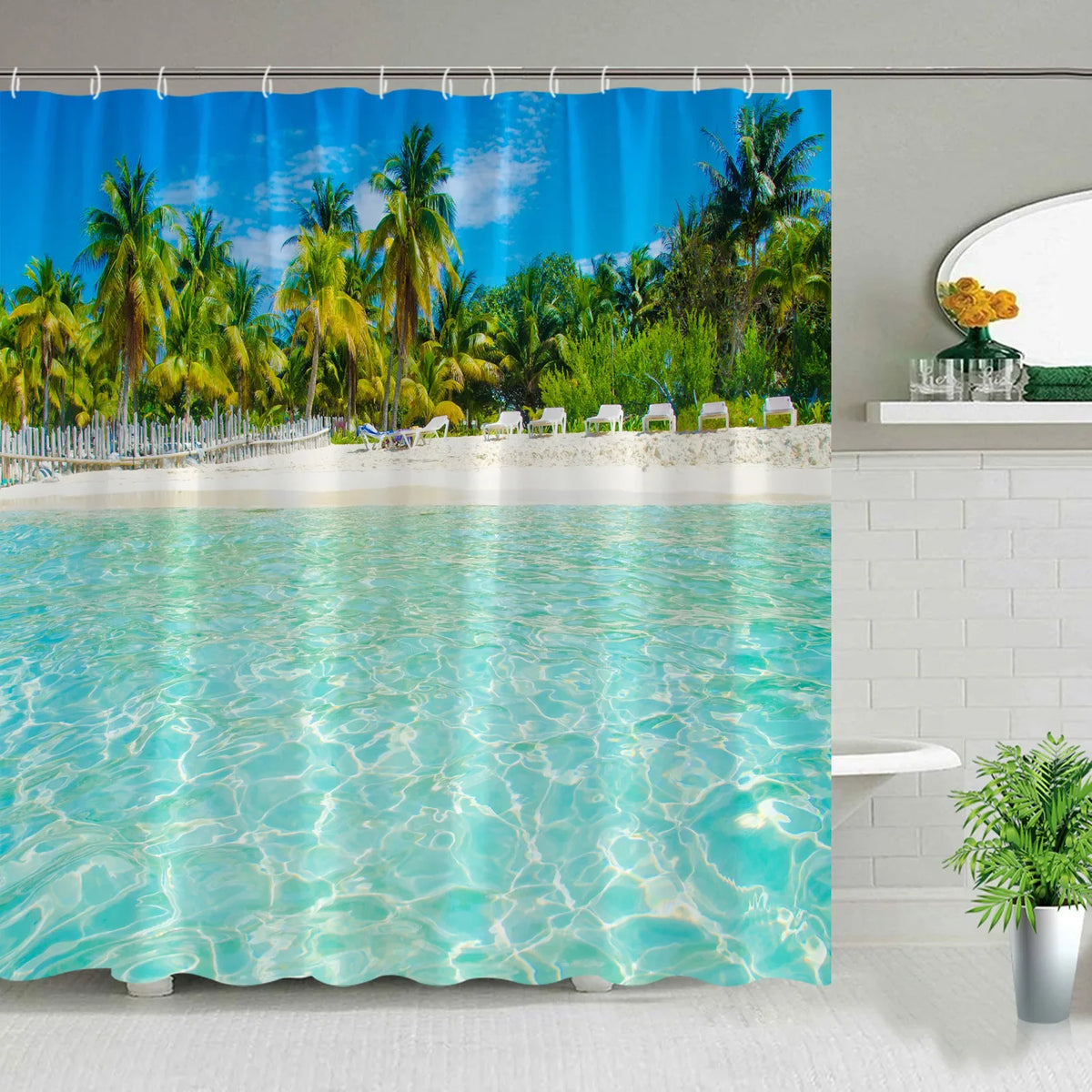 Hawaii Landscape Outdoor Shower Curtain Bathroom Decor Set