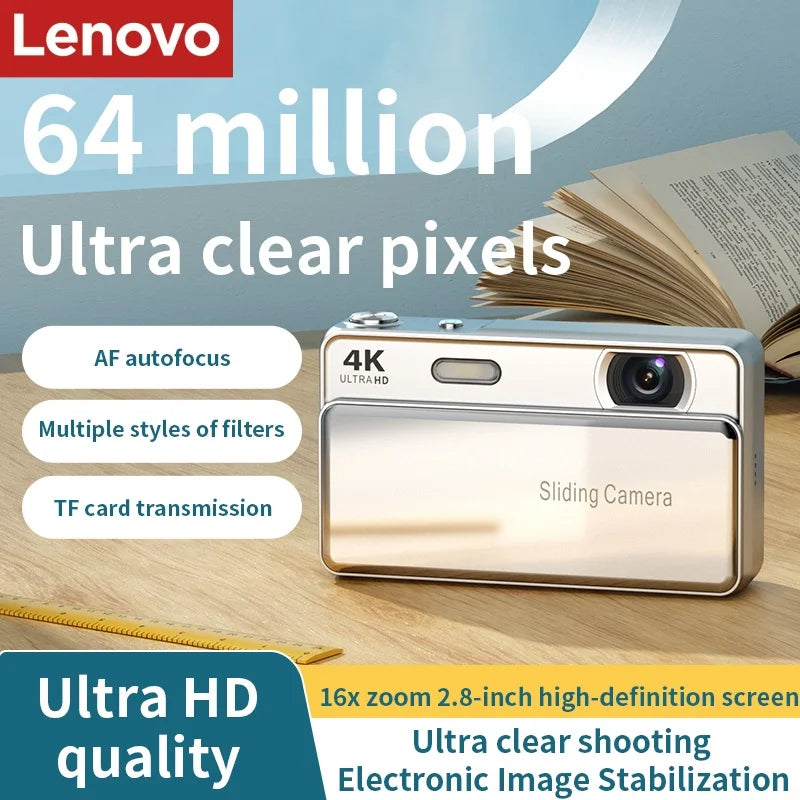 Lenovo 64MP 4K Digital Camera with 16X Zoom Autofocus, Vlogging Camera
