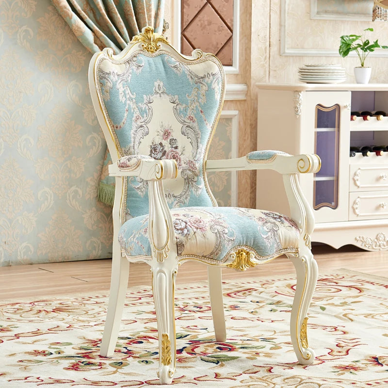 European Solid Wood Dining Chair, Princess Lazy Throne Luxury Lounge Chair