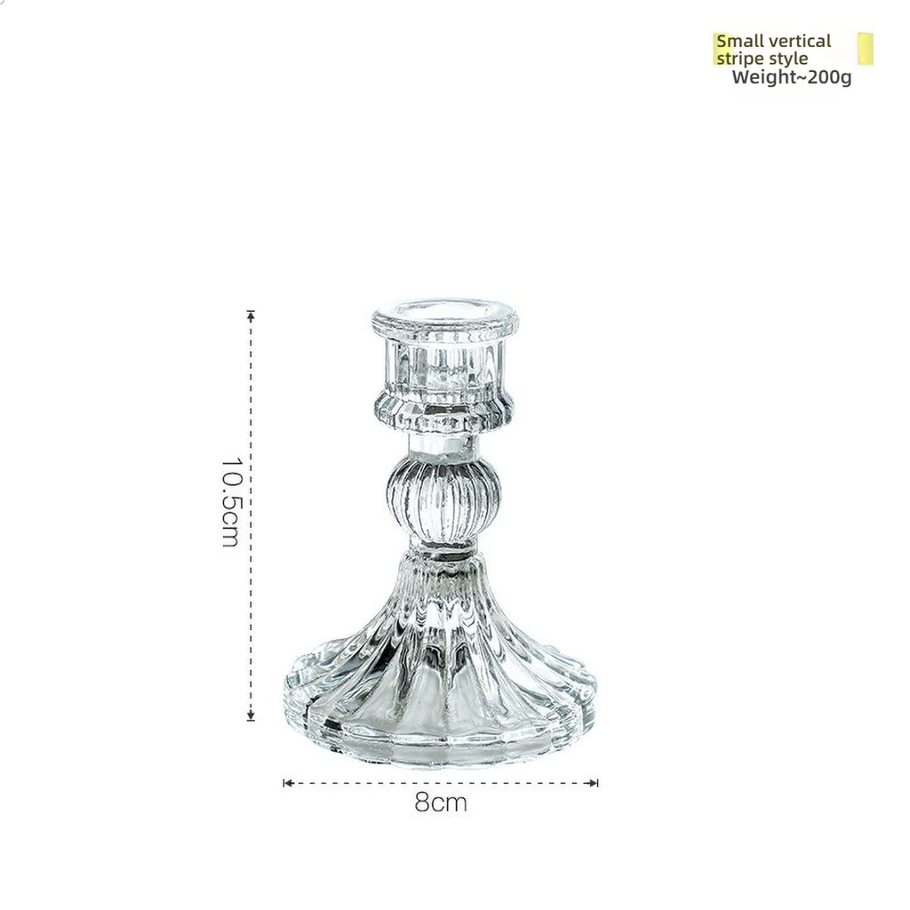 Glass Candle Wick Holder Clear Pillar Table Design Candlestick for Dining Decor
