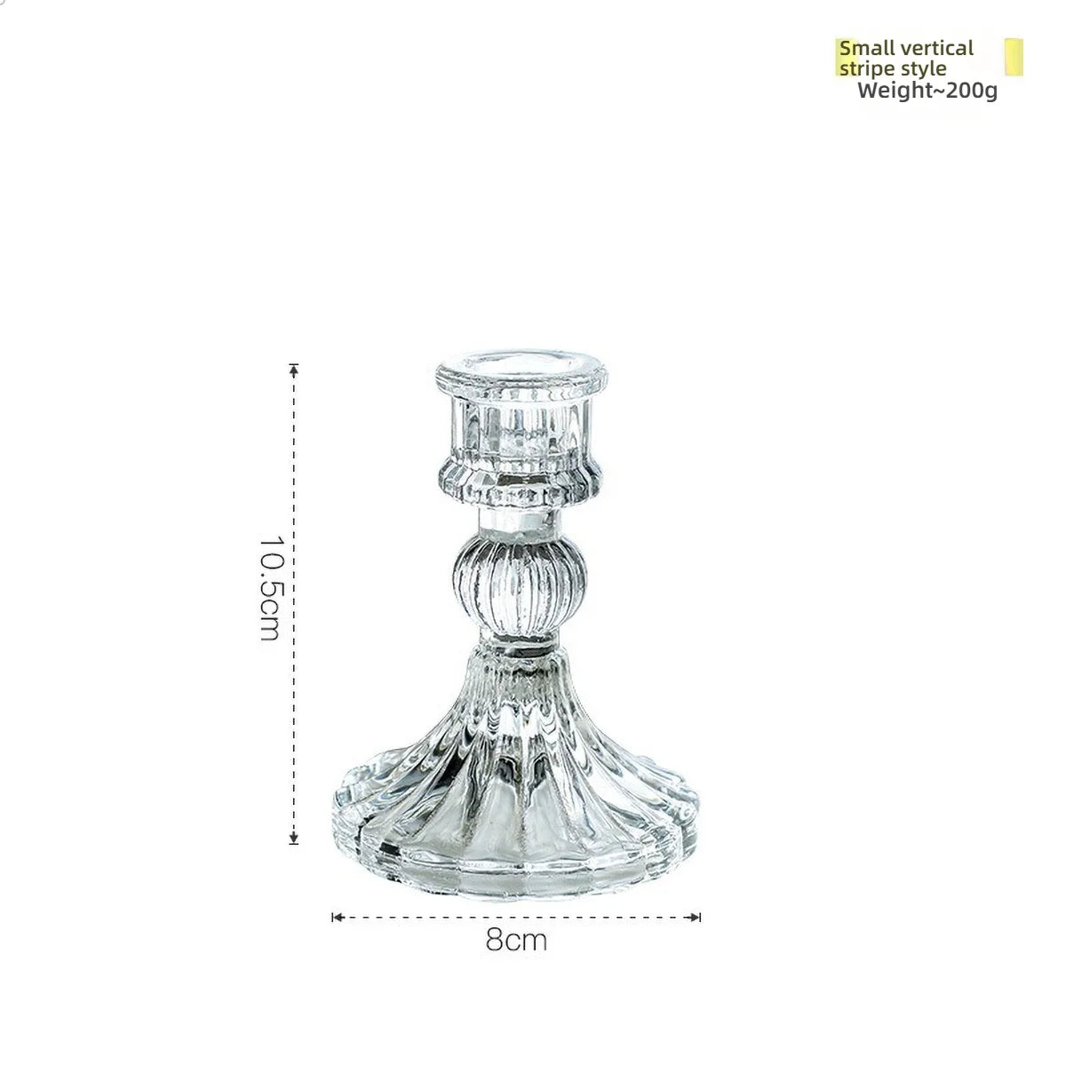 Glass Candle Wick Holder Clear Pillar Table Design Candlestick for Dining Decor