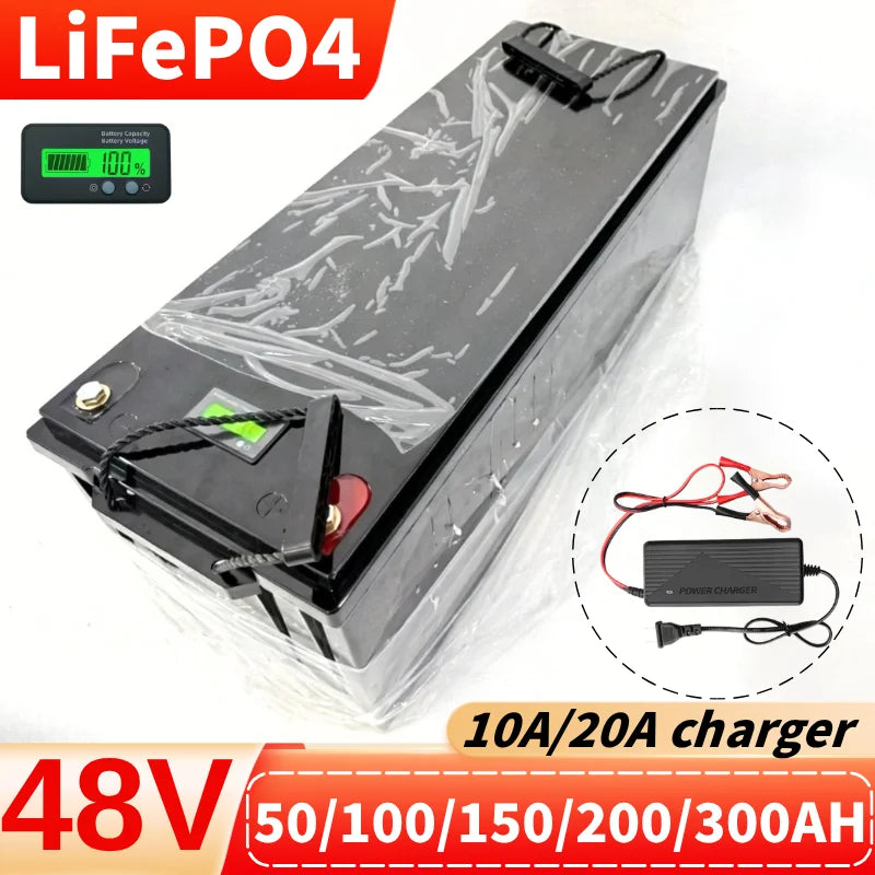 48V 50Ah 100Ah 150Ah 200Ah 300Ah Lifepo4 Lithium Battery pack bluetooth Parellel for Solar system 3000W 5000W 6000W Inverter