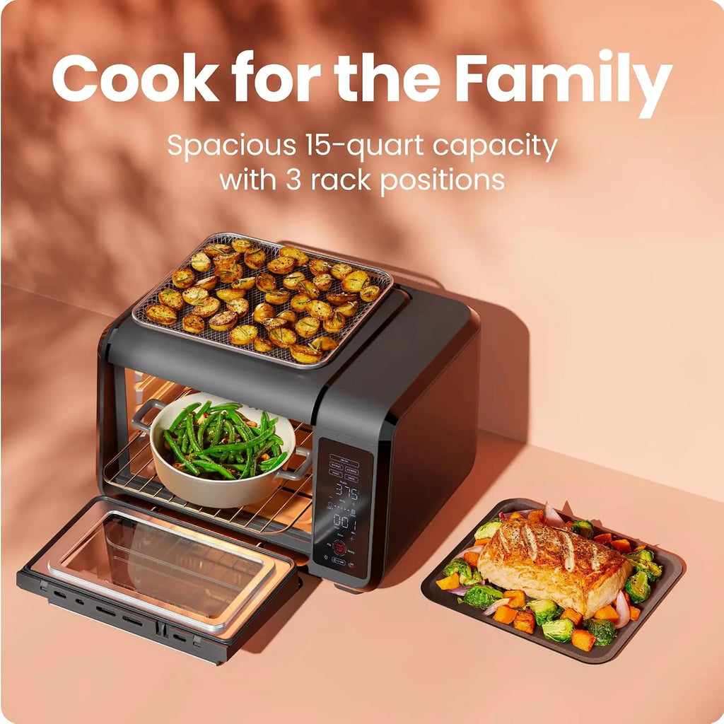Air Fryer Toaster Oven Combo, Countertop Oven for Quick & Healthy Meals, Bake, Broil, Air Fry, Toast, and Bagel Functions
