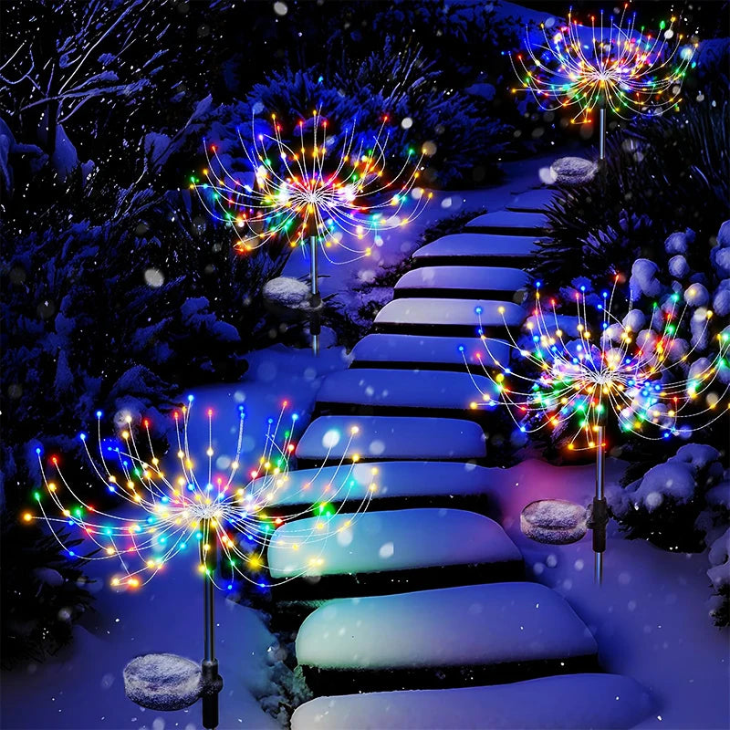 420LED Solar Power Firework Garden Lights Decor Pathway Outdoor Waterproof Patio Lawn Landscape Yard Solar Light