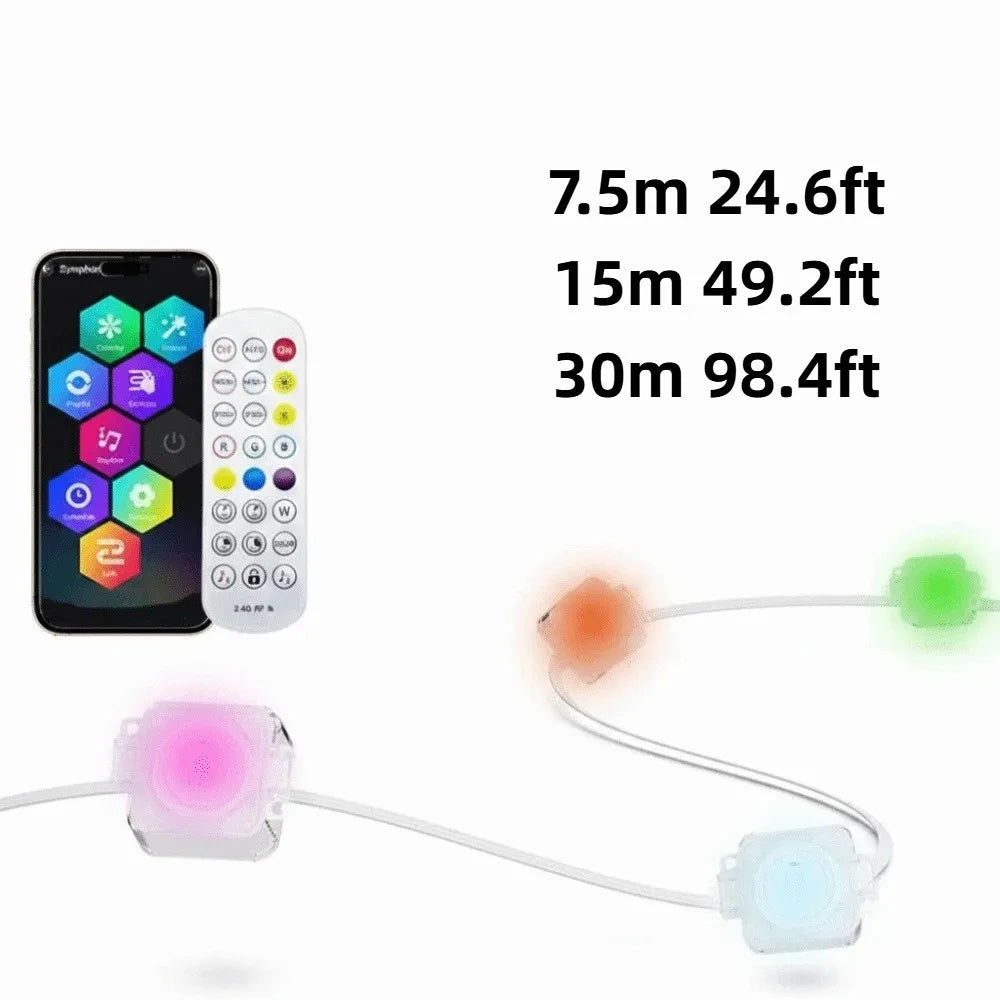 All Holiday Waterproof RGB Lights, Smart App Remote Control, Bluetooth