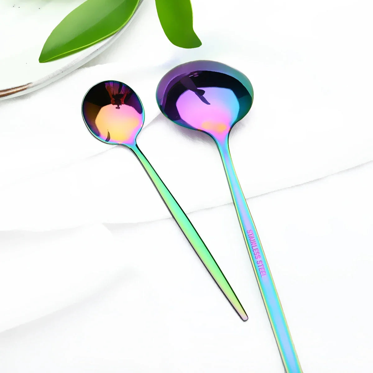 6Pcs Gold Ladle Spoon Dinnerware Western Stainless Steel Cutlery Set Dinner Spoon Soup Spoon Tableware Kitchen Silverware Set