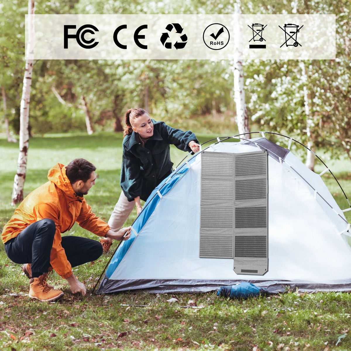 MHPOWOS 80W Foldable Solar Panel, Portable Power Supply with 4 Ports