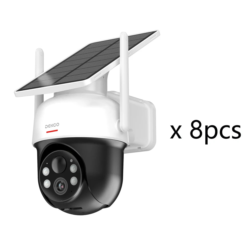 Dekco 2/4/6/8pcs Solar WiFi Camera, 3MP 100% Wire-Free 5000mAh Battery Two-way Audio Security Camera