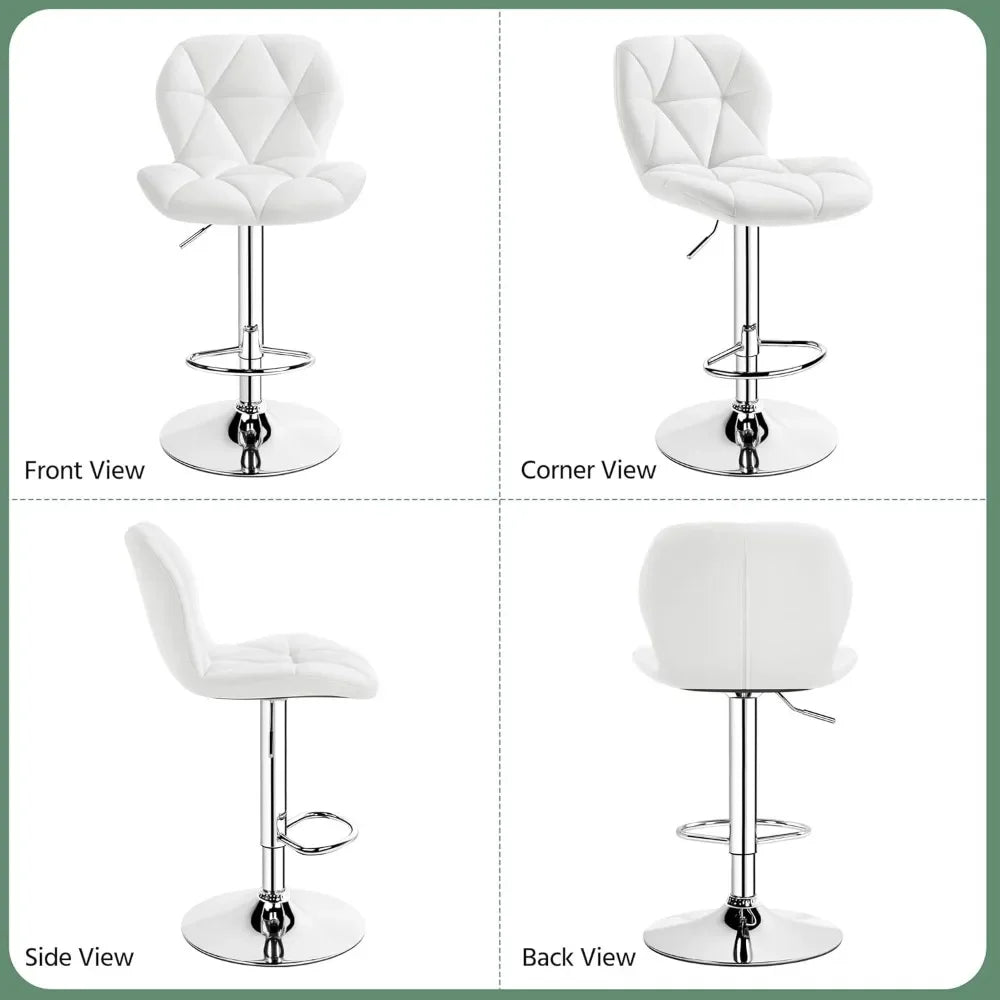 Height Adjustable Swivel Barstools, PU Leather Counter Stools with Backrest