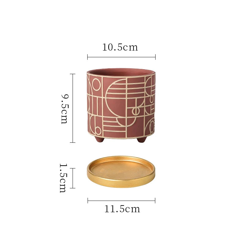 Simple Cylindrical Ceramic Flower Pot,, Succulent Plant Potted Garden Decoration