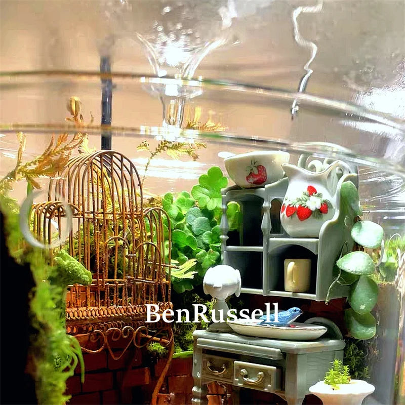 Micro Landscape Glass Terrarium,With Dew Collection Cover