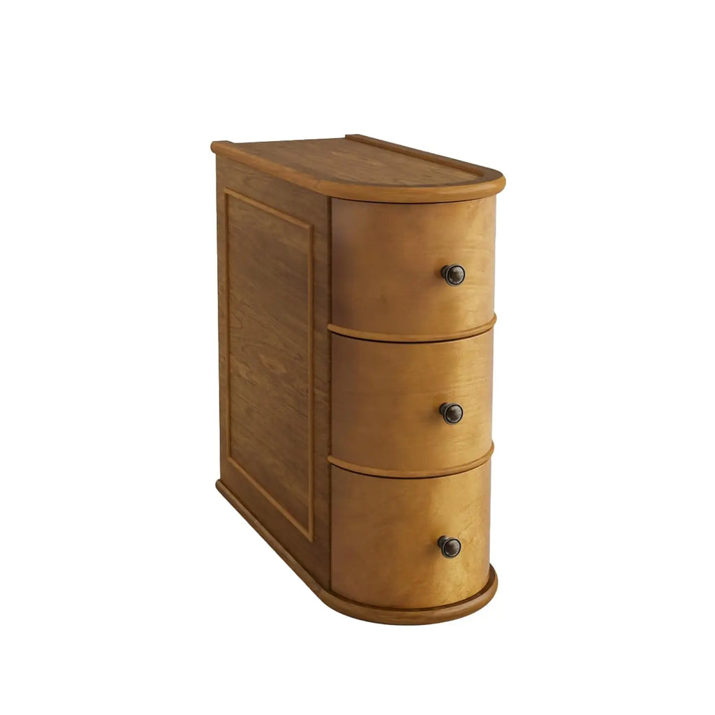 Solid Wood Nightstand, 3 Drawers, Rounded Edge