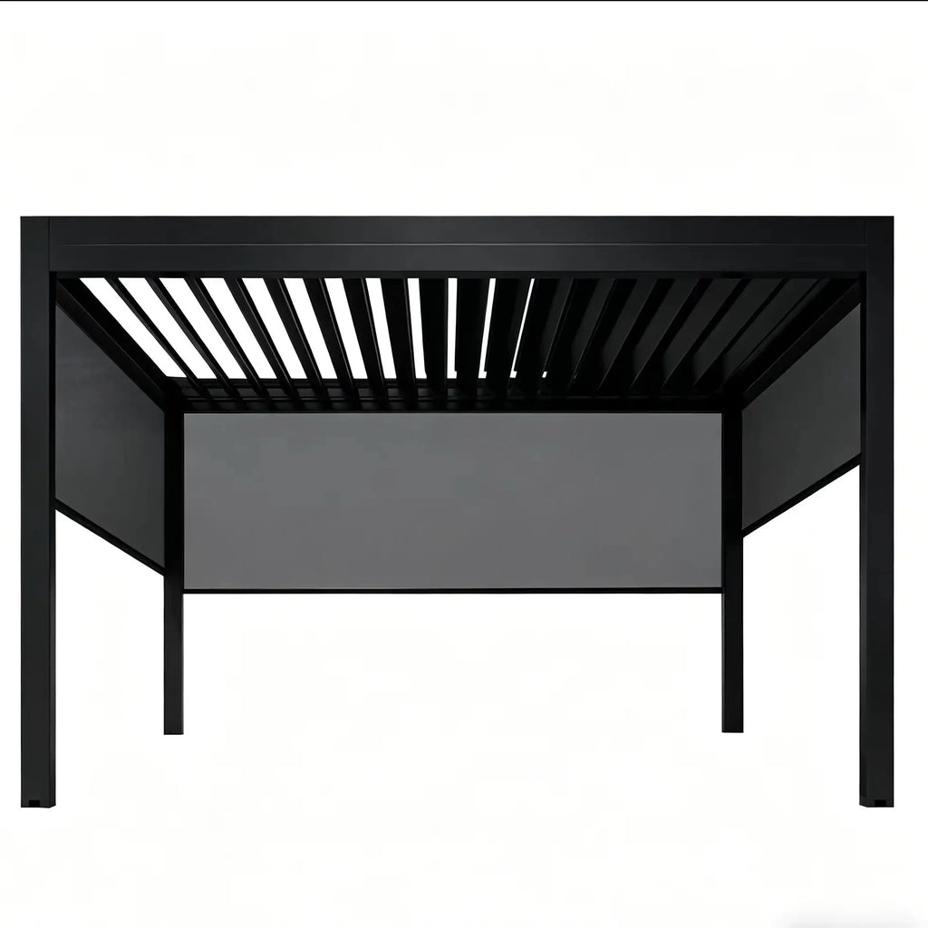 Home Garden Flip Top Aluminum Pergola, Rotatable Louvered Roof Gazebo,