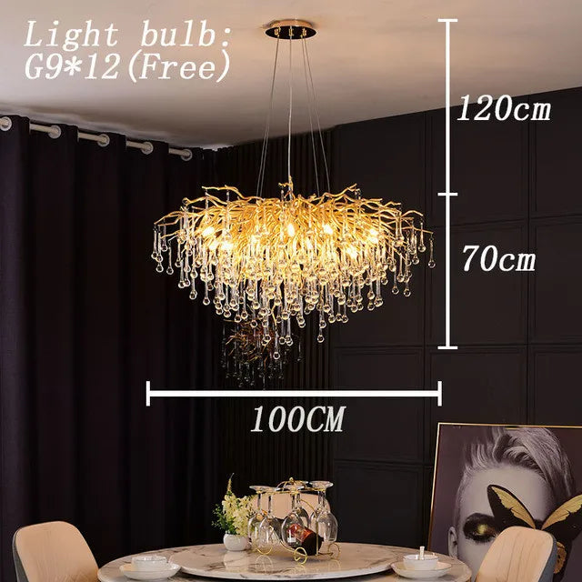Nordic Luxury Gold LED Crystal Chandelier