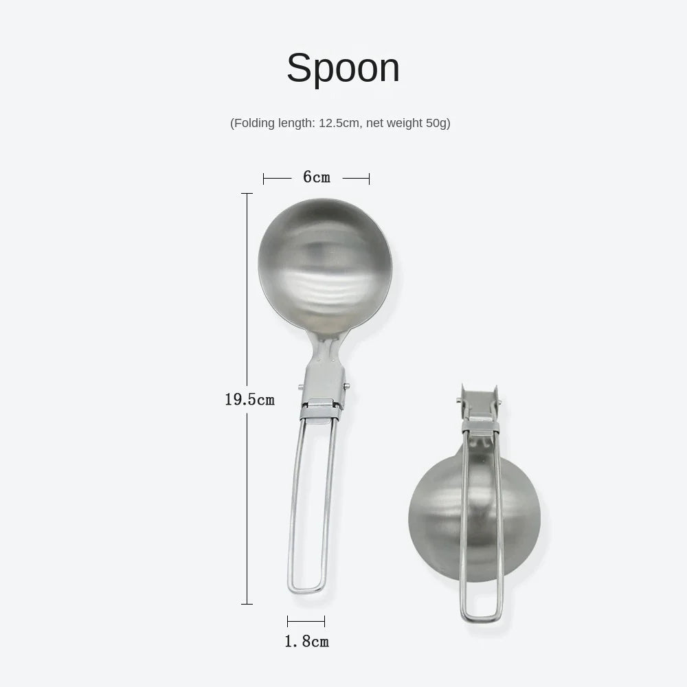 Folding Spatula Spoon Shovel Food Turner, Stainless Steel Outdoor Camping BBQ Cooking Tableware