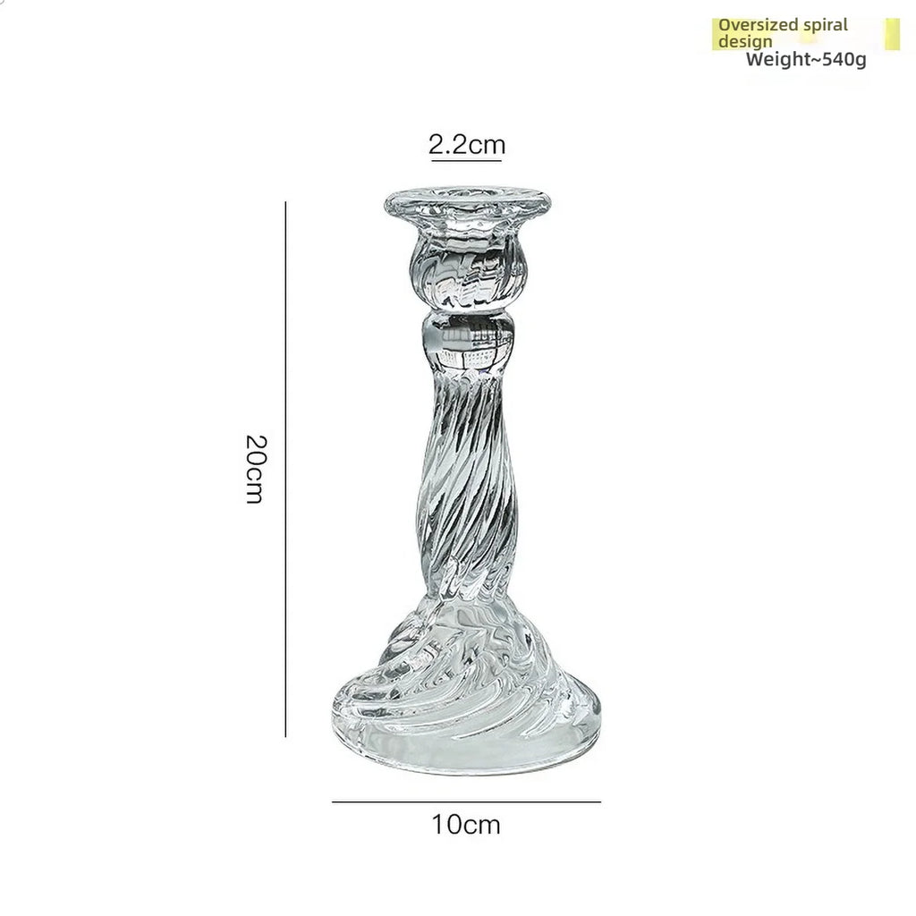 Glass Candle Wick Holder Clear Pillar Table Design Candlestick for Dining Decor