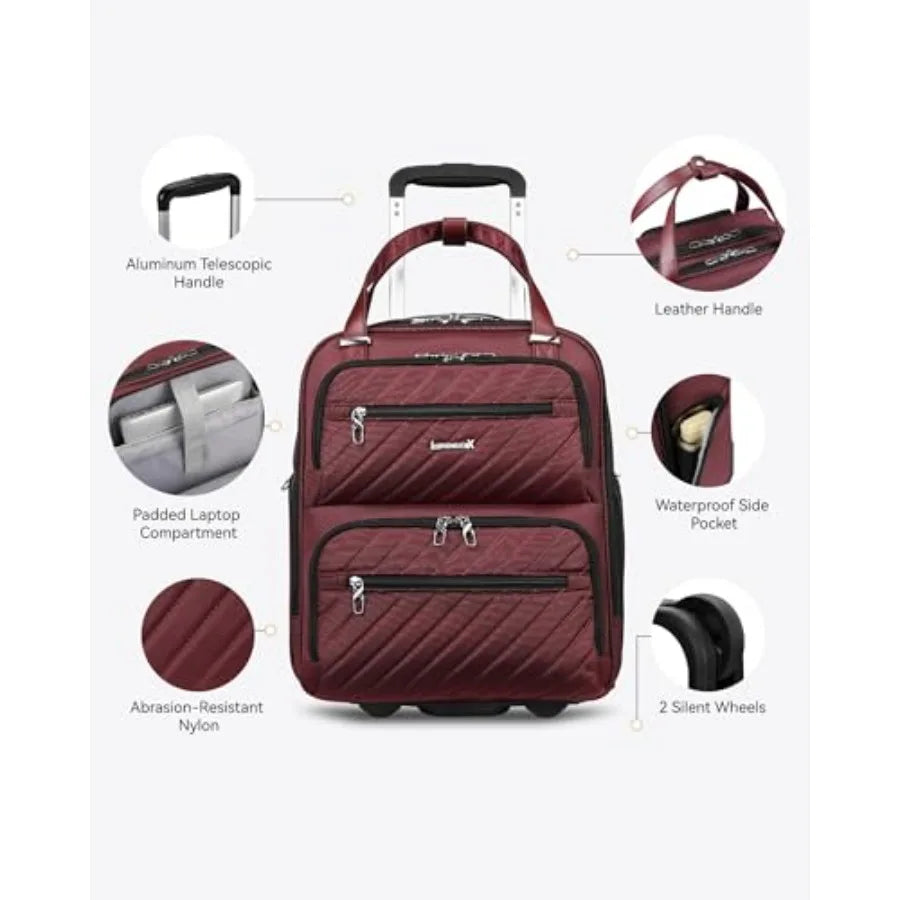 Underseat Carry On Luggage with Wheels, UDK Stylish Lightweight Under Seat Luggage, Soft Sided Personal Item Suitcase for Short