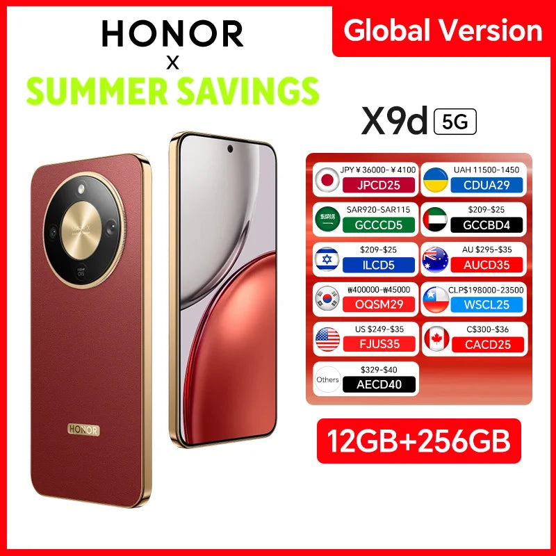 New HONOR X9d Global Version 12GB+256 Smartphone 6.79'' 120Hz Screen 108MP AI Camera 8300 mAh 66W Super Charging NFC