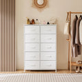 JHK Bedside Table For Bedroom With 10 Fabric Drawers Wardrobe Steel Frame Closet, Also For Living Room Storage Cabinet