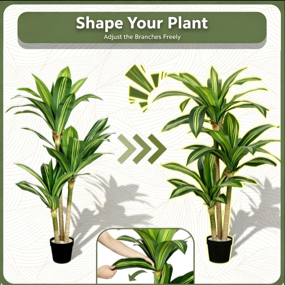 4ft/5ft/6ft Artificial Dracaena Tree in Pot