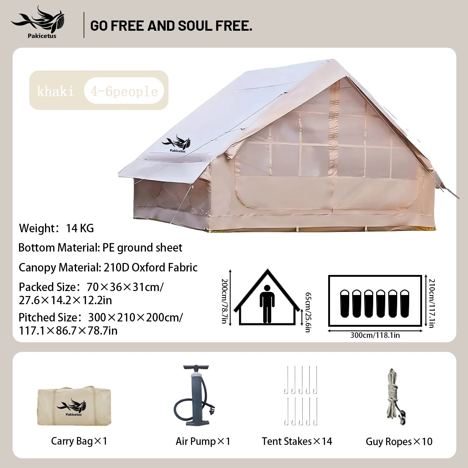 Pakicetus Quick Setup Inflatable Camping Tent