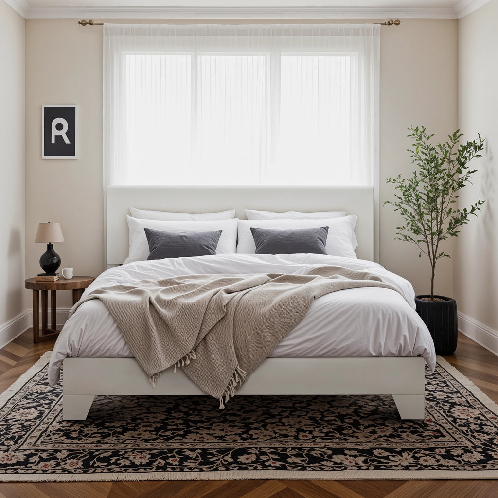 HOOMIC Upholstered Bed Frame with Adjustable Headboard, Soft Linen Fabric, Strong Supporting Structure,