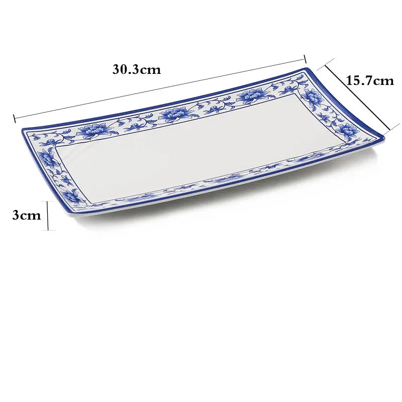 1pc Food Grade Plastic Dinner Plates Chinese Melamine Plastic Is Not Easy To Break Rectangular Plate Restaurant Kitchen Supplies