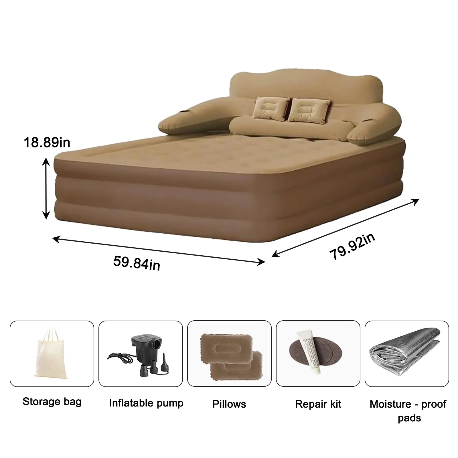 2 Person Built-In Pump Automatic Inflatable Camping Mattress