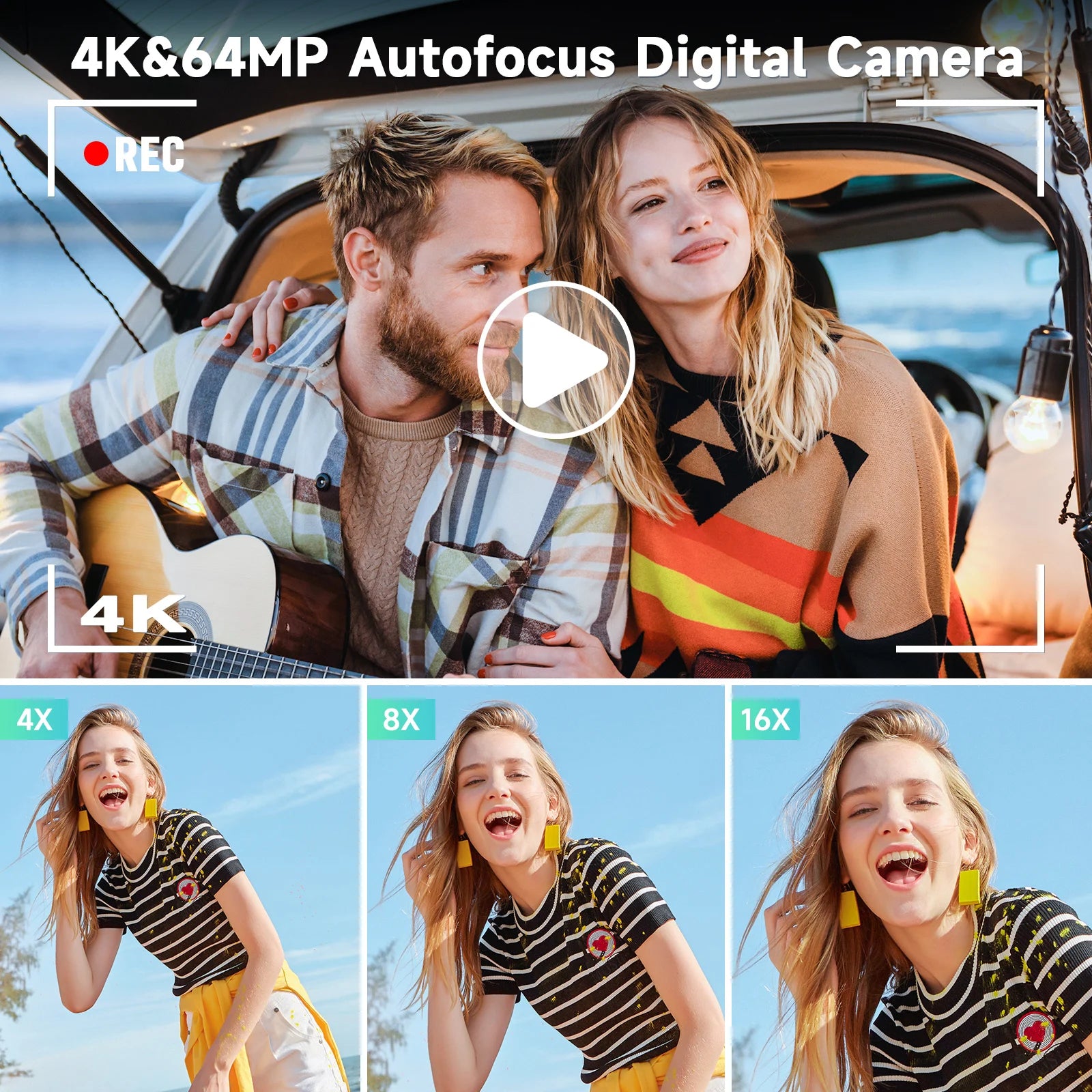 4K Digital Camera for Photography and Video, Autofocus 48MP Vlogging Camera, 3'' 180° Flip Screen with Flash