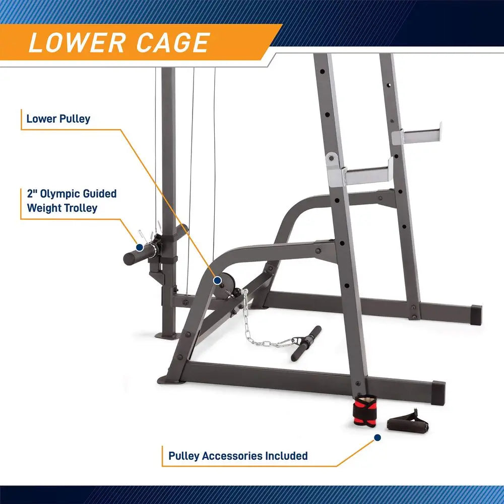 Pro Deluxe Cage System with Weightlifting Bench AllinOne Home Gym Equipment PM5108