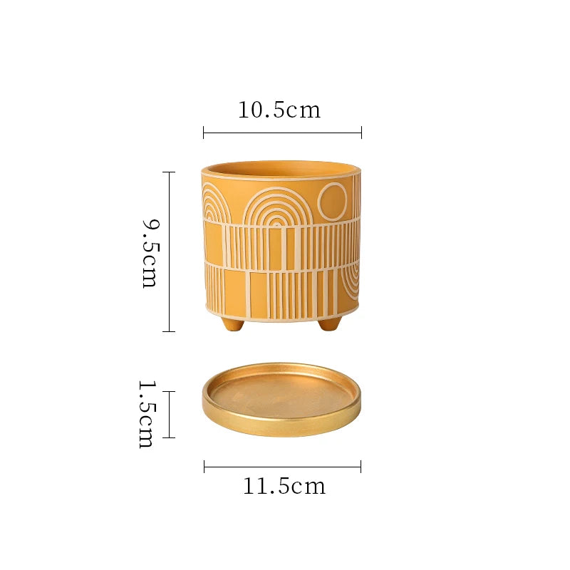 Simple Cylindrical Ceramic Flower Pot,, Succulent Plant Potted Garden Decoration