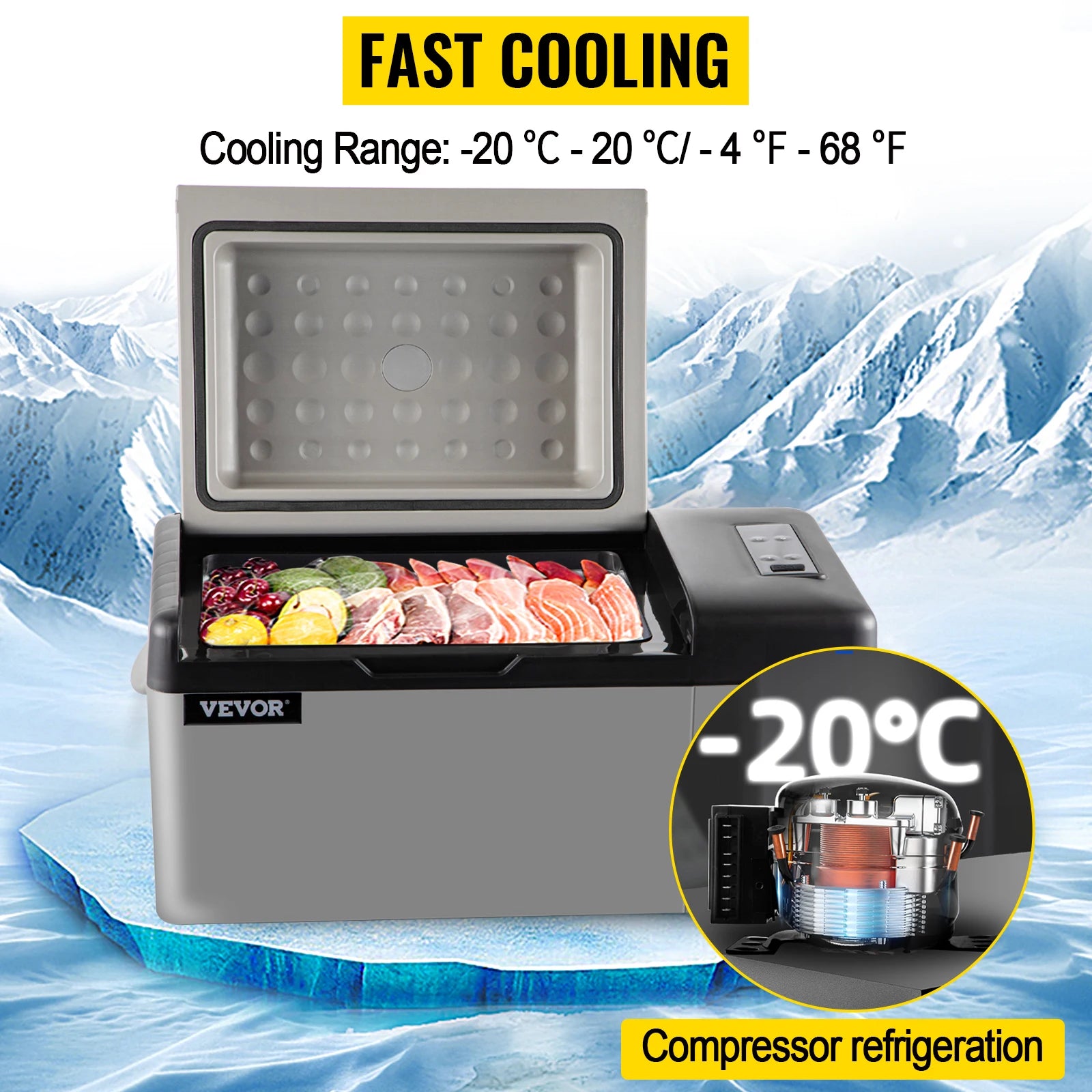 SucceBuy 15L - 55L Car Refrigerator, Mini Fridge Freezer