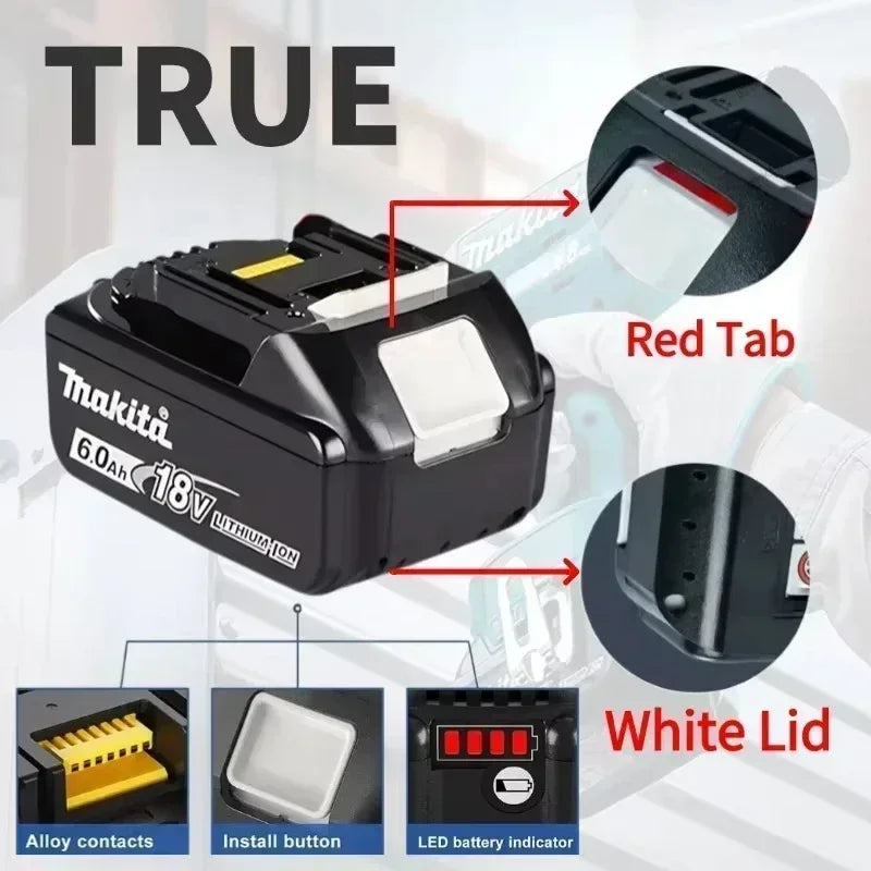 2026 Makita BL1860 BL1850B BL1850 BL1840 BL1830 Screwdriver Battery  Charger 18v Replacement Power Tool Batteries.