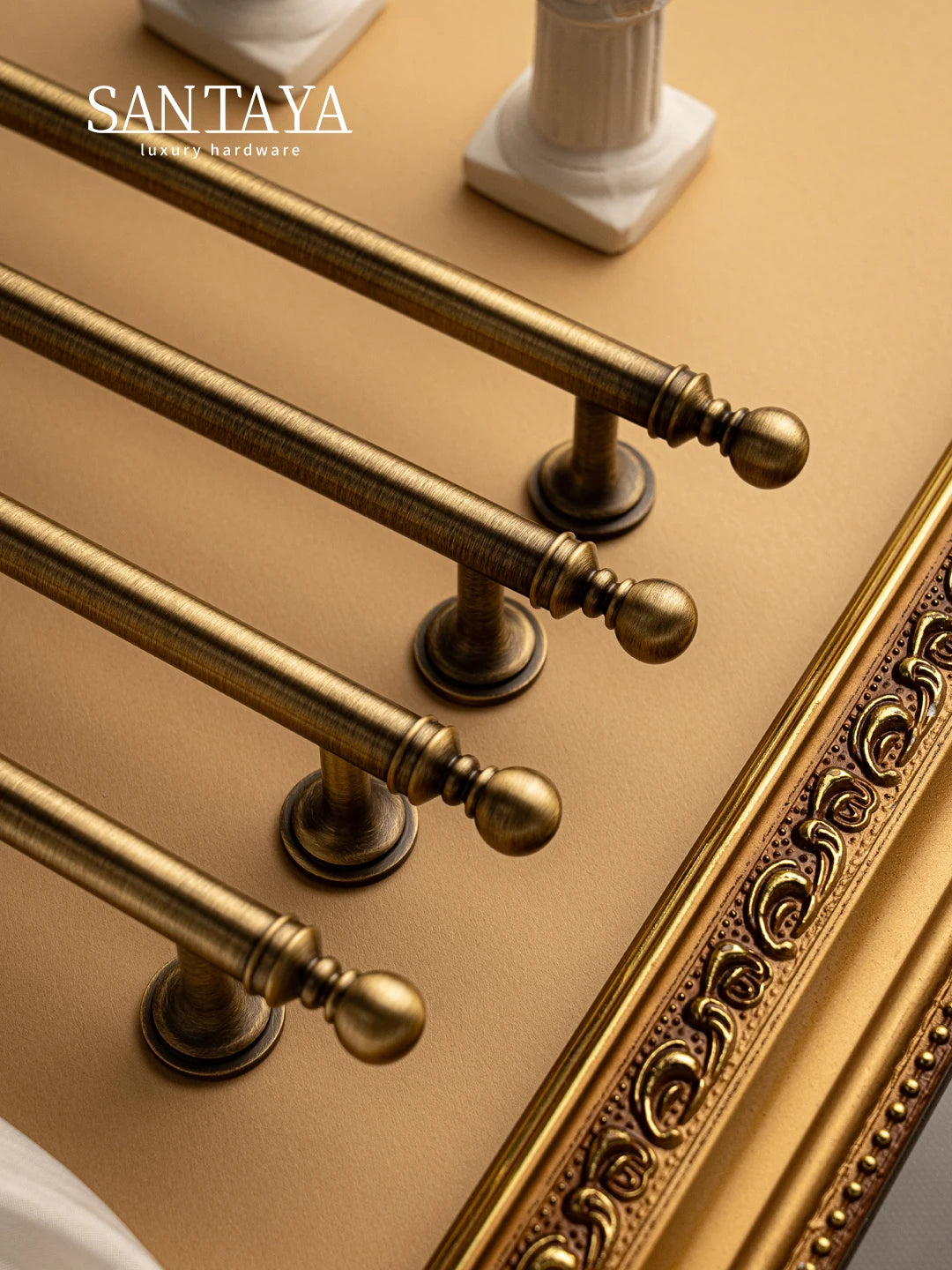Santaya Brushed Antique Brass Handles for Kitchen Cabinets Wardrobes Drawers and Furniture Cabinets Long Handle T-bar Pulls