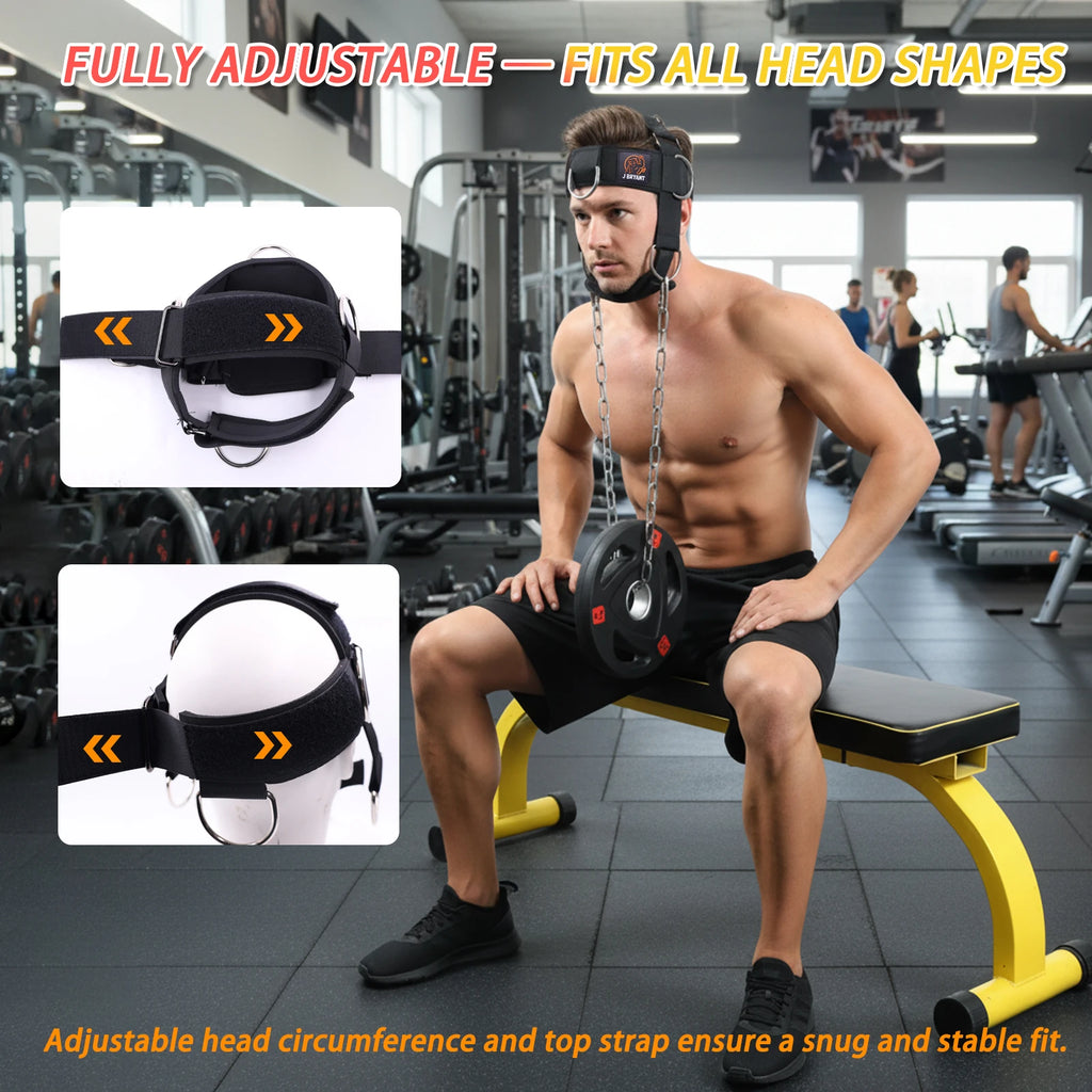 Adjustable Neck Harness for Resistance Bands & Weightlifting Multi-Directional Neck Training,